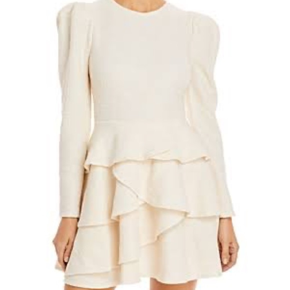 Aqua Long Sleeve Ruffle Bottom Dress